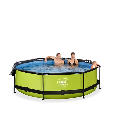 EXIT Lime zwembad ø300x76cm met filterpomp en overkapping -