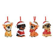 Weihnachtsanhänger Hund mit Weihnachtsmütze, Set à 12 Stück