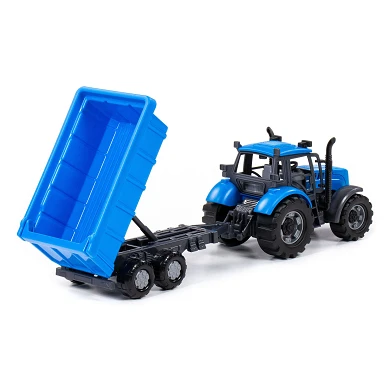 Cavallino Traktor mit Muldenkipper-Anhänger blau, Maßstab 1:32