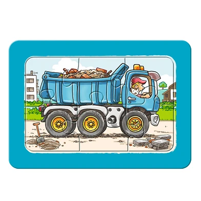 Graafmachine, tractor en kiepauto, 3x6st.