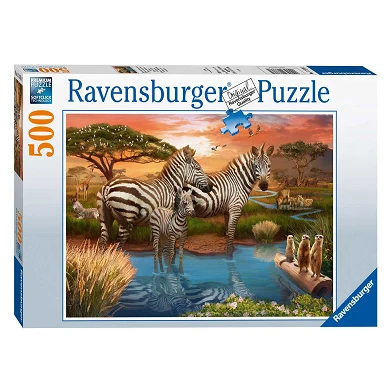 Ravensburger Puzzle Zebras an der Trinkstelle, 500 Teile.