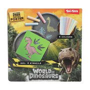 World of Dinosaurs Straßenkreide Dino mit Vorlagen, 10 Stück.