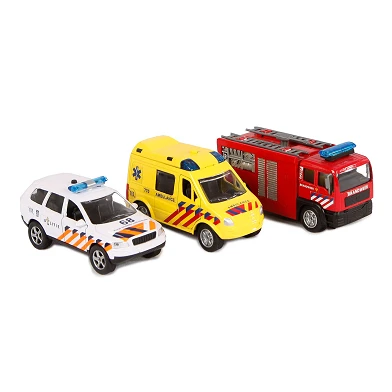 2- Play Rettungsfahrzeuge aus Druckguss (NL) mit Licht und Ton
