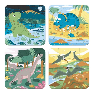 Janod Puzzle - 4 Puzzles Dinosaurier
