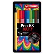 STABILO Pen 68 - Viltstift - Metalen Doos Met 10 Stuks