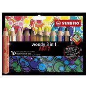 STABILO woody 3 in 1 - Multitalent-Buntstift - ARTY - Set 10-tlg. + Bleistiftspitzer