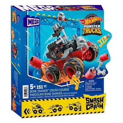 Hot Wheels Mega Smash n Crash Bone Shaker Fun Track Bauset, 151-teilig.