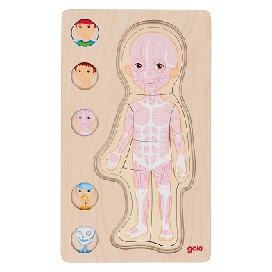 Goki Holzschichtenpuzzle Menschlicher Körper Junge, 29 Teile.
