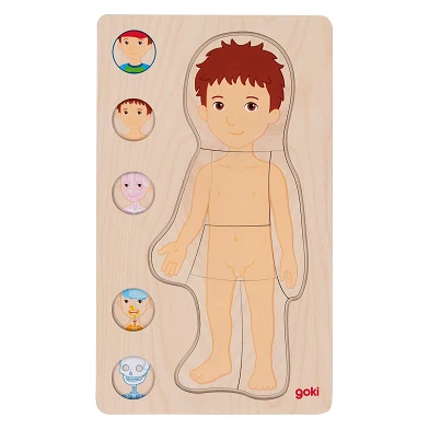 Goki Holzschichtenpuzzle Menschlicher Körper Junge, 29 Teile.