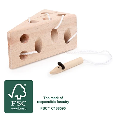 Small Foot - Fädelspiel aus Holz mit Käse und Maus