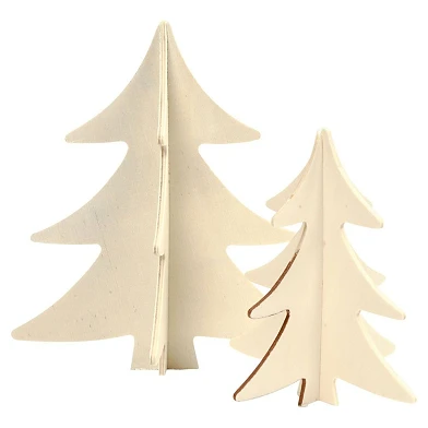 Dekorieren Sie Ihre 3D-Weihnachtsbäume aus Holz, 2 Stück.