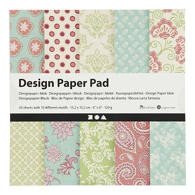 Design-Papierblock Mintgrün/Lila, 50 Blatt