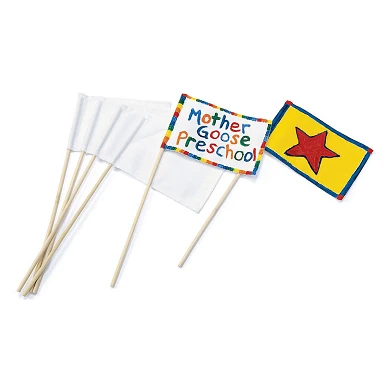 Colorations - Leinwandflaggen mit Stick weiß, 12er-Set