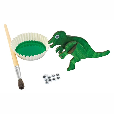 Colorations - Maak en Versier je Houten 3D Puzzel Dinosaurus, Set van 4