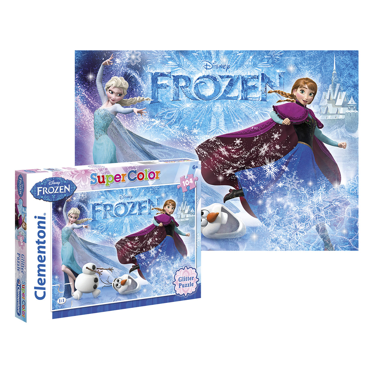 Disney Frozen Glitter Puzzel, 104st.