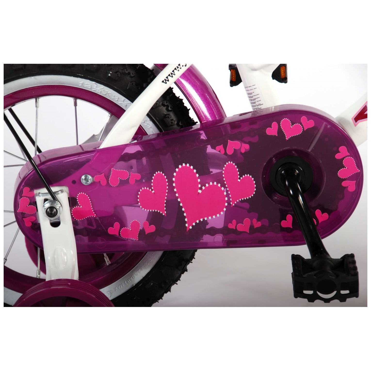 Volare Heart Cruiser Fiets - 12 inch - Wit Paars