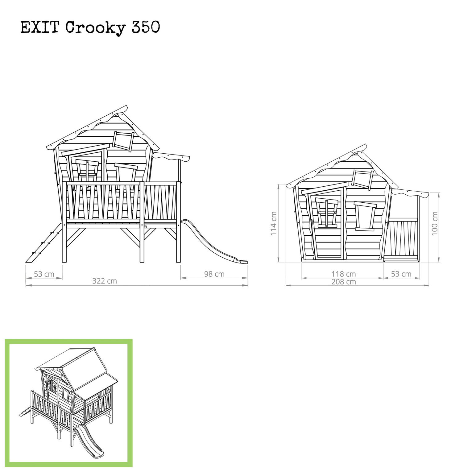 EXIT Crooky 350 houten speelhuis - grijsbeige