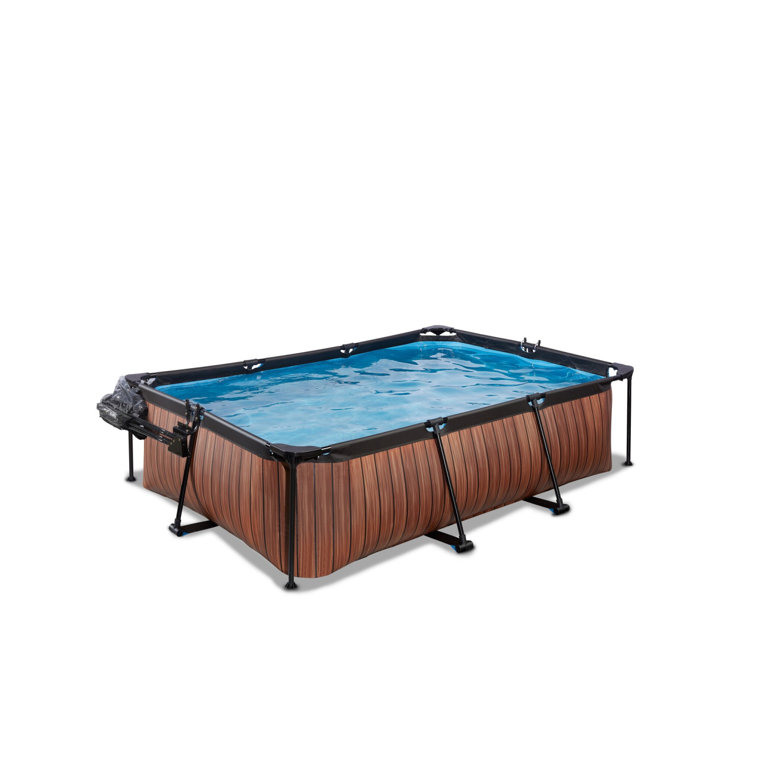EXIT Wood zwembad 220x150x65cm met filterpomp en overkapping
