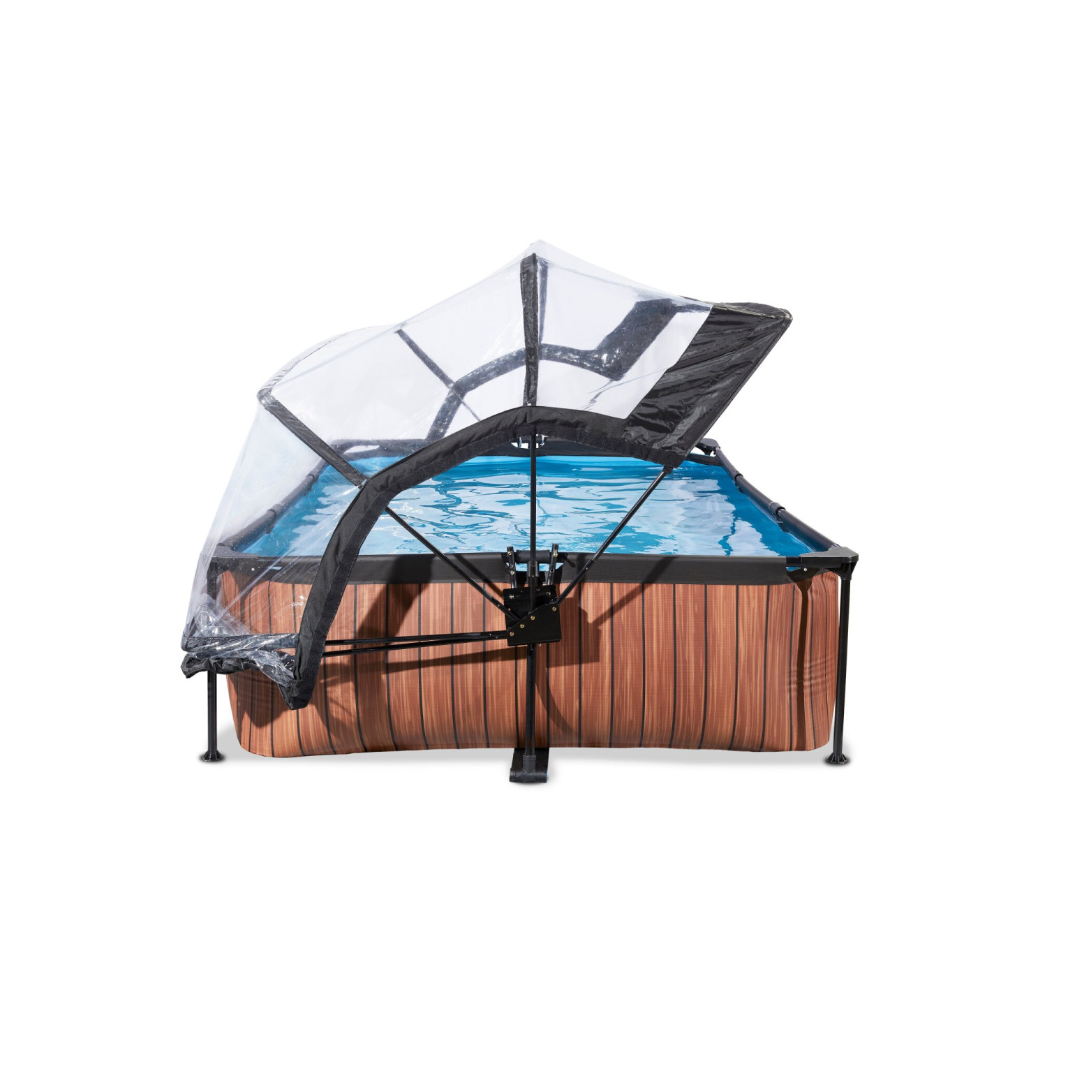 EXIT Wood zwembad 300x200x65cm met filterpomp en overkapping