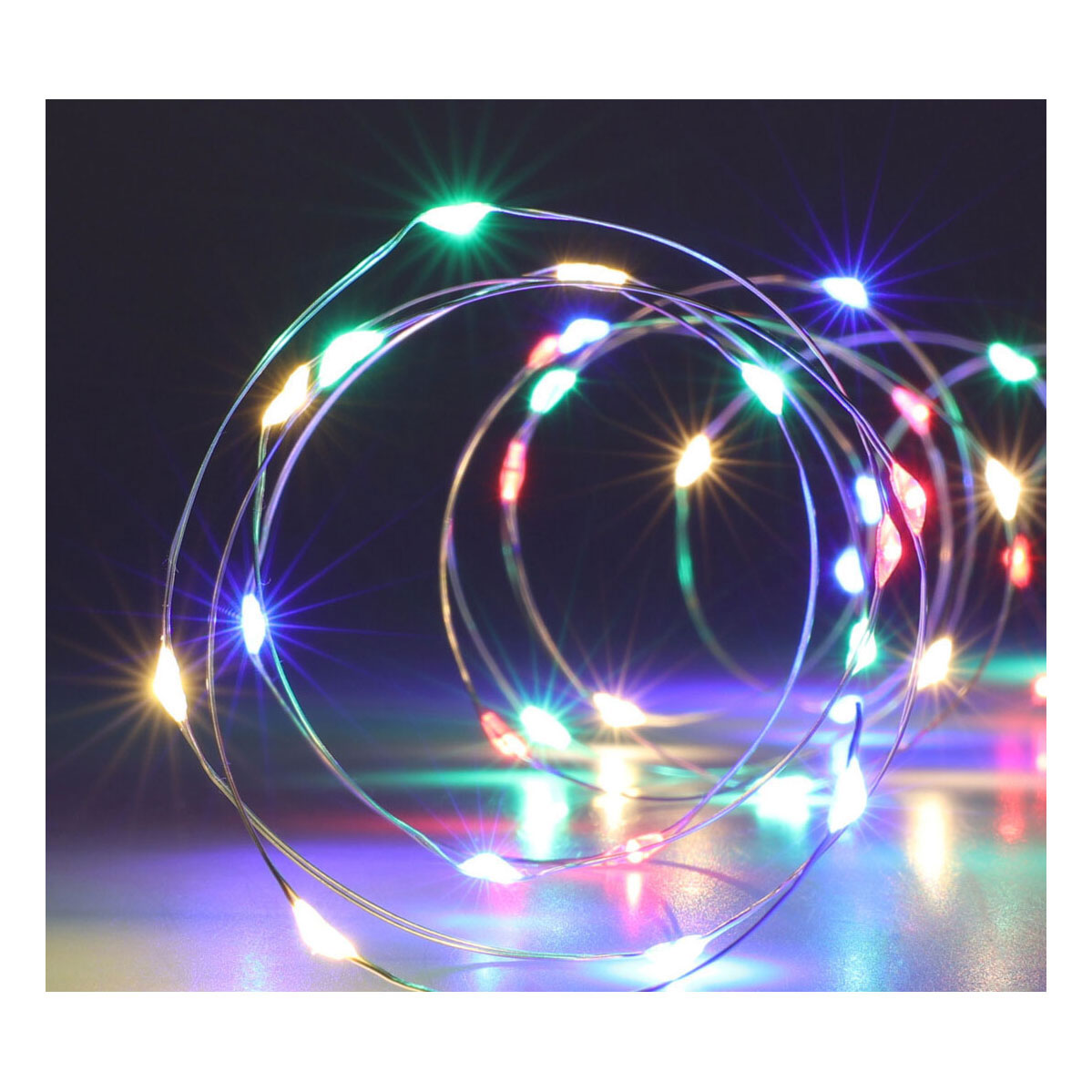 LED-Lichtkabel, Silberdraht, 195 cm – farbig