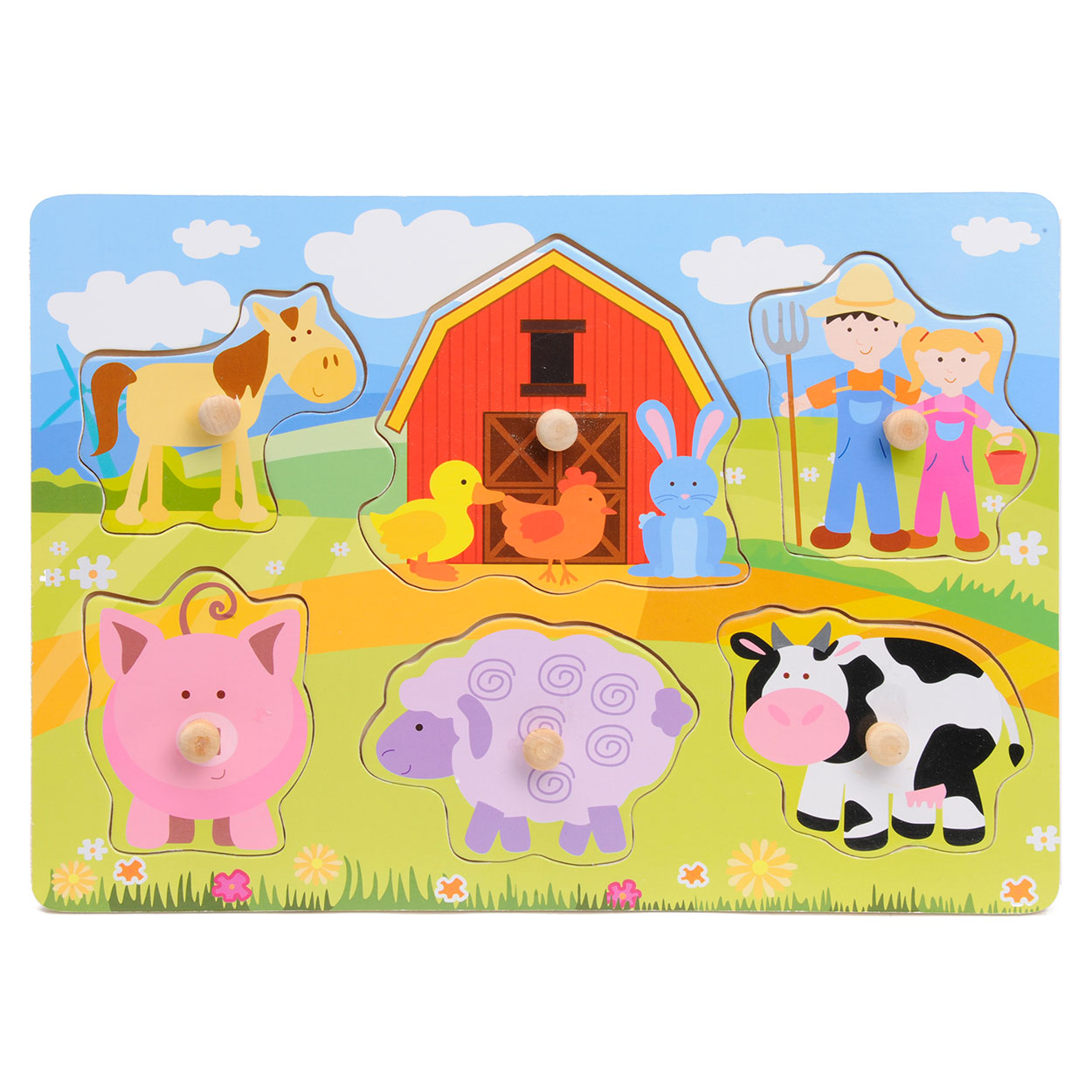 Houten Noppenpuzzel - Boerderij
