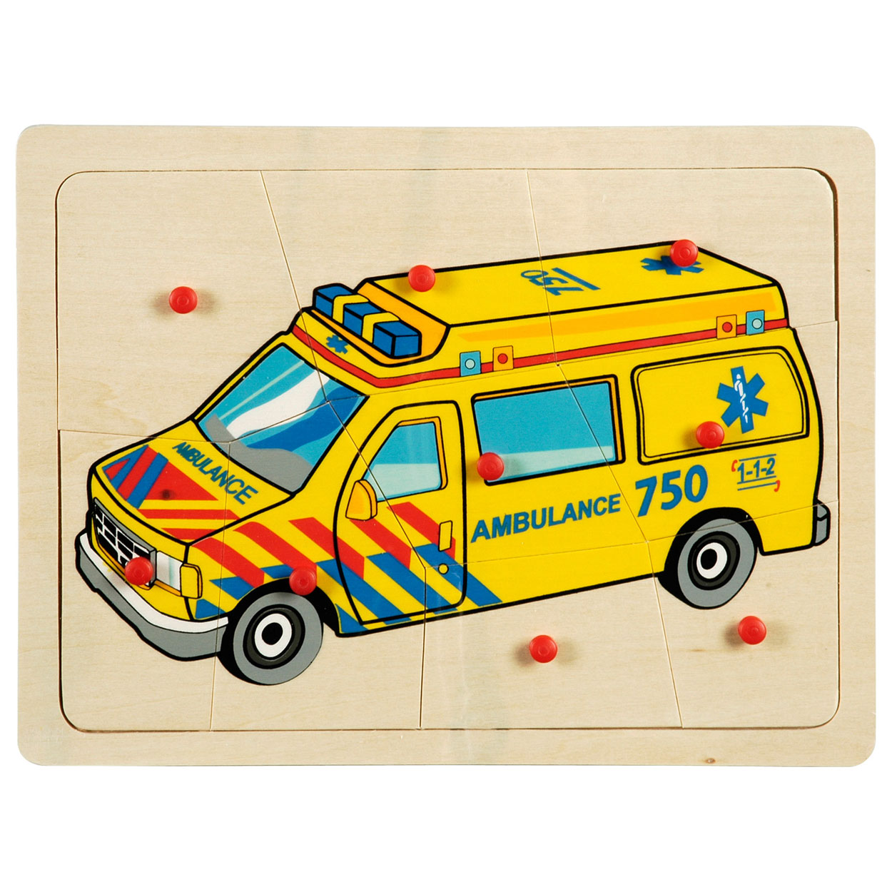 Houten Noppenpuzzel Ambulance