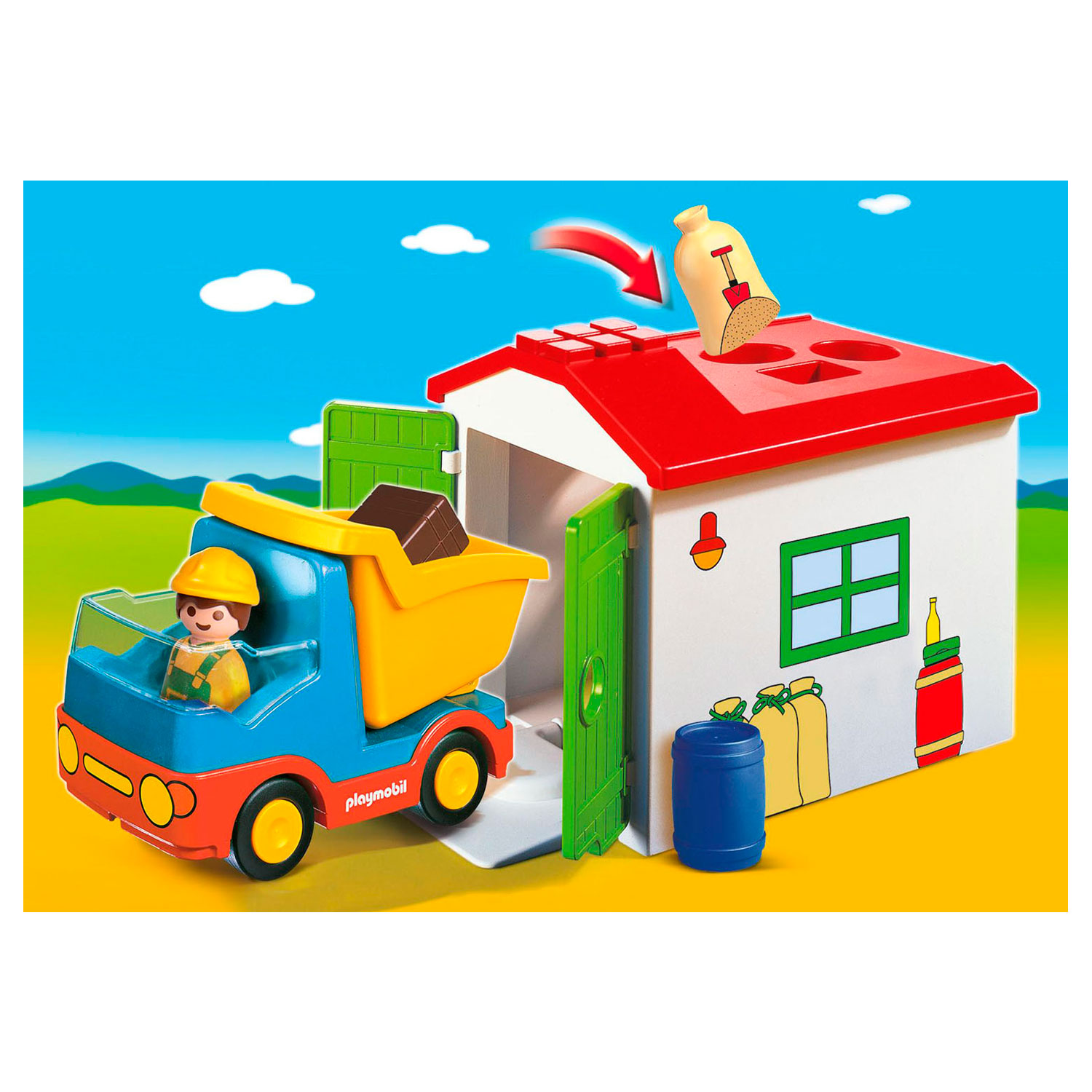 Playmobil 1.2.3. Arbeiter mit Sortiergarage – 70184