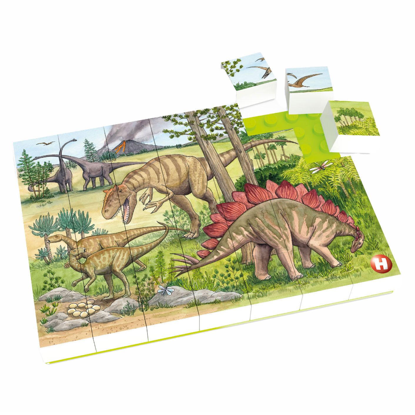 Hubelino Blockpuzzle Dinosaurierwelt, 35 Teile.