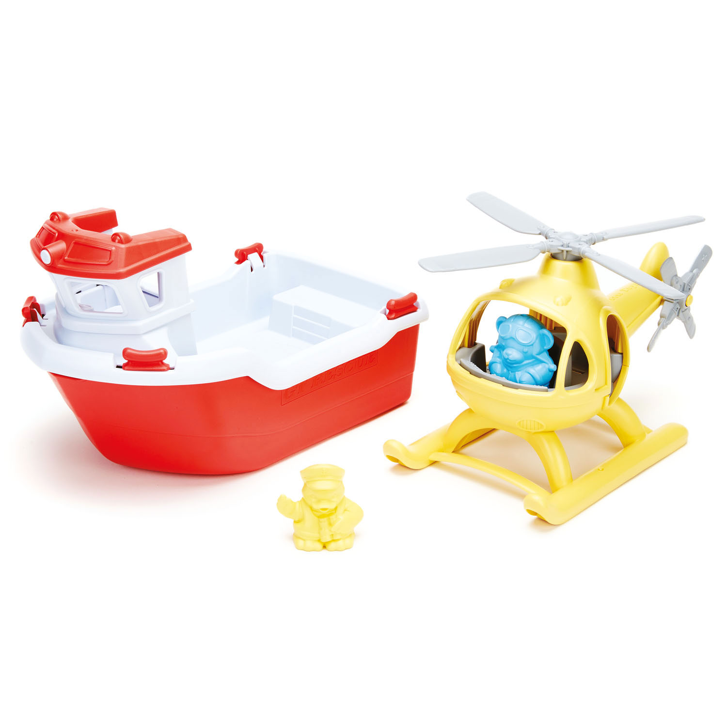 Green Toys Rettungsboot mit Hubschrauber