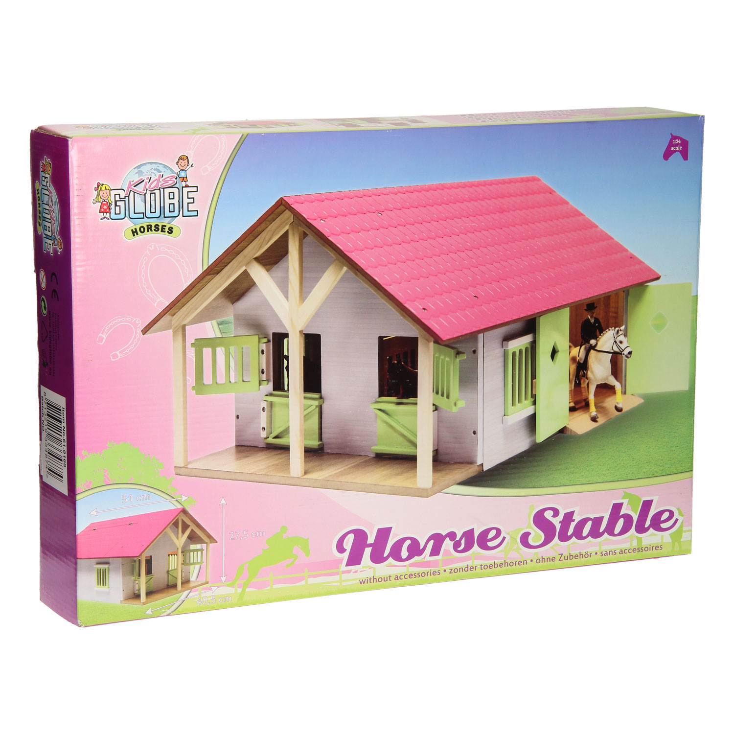 Pferdestall Pink mit 2 Boxen und Stauraum, 1:24