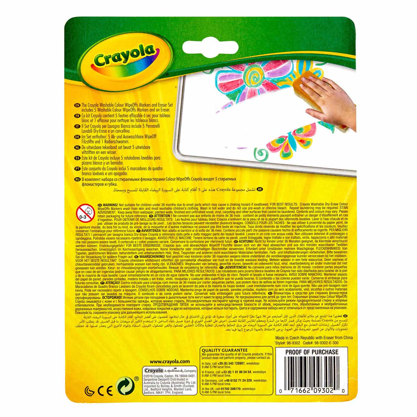 Crayola Dry Wipeoffs Stiften met Wisser, 5st.