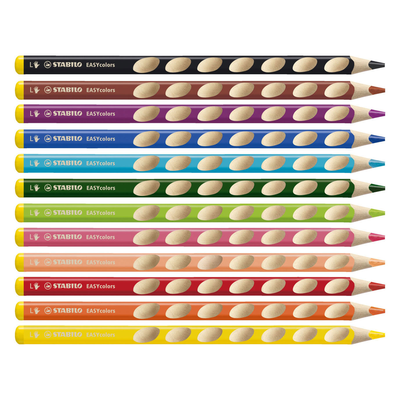 STABILO EASYcolors Buntstifte für Linkshänder – 12 Stück + Bleistiftspitzer