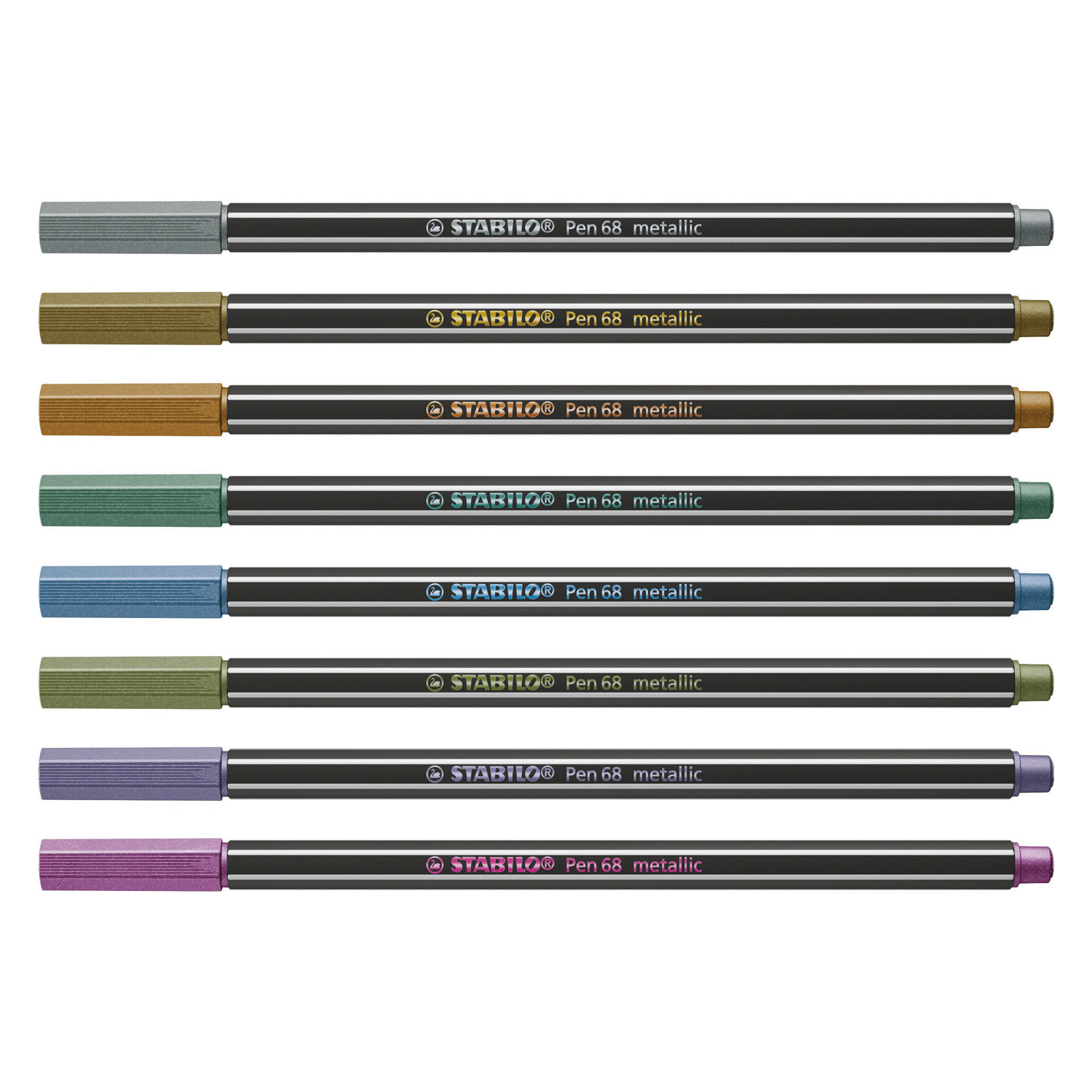STABILO Pen 68 Metallic – Filzstift – Metall-Set mit 8 Stück