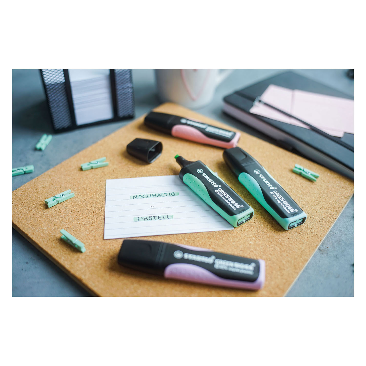 STABILO GREEN BOSS Pastell – Textmarker – Set mit 4 Stück