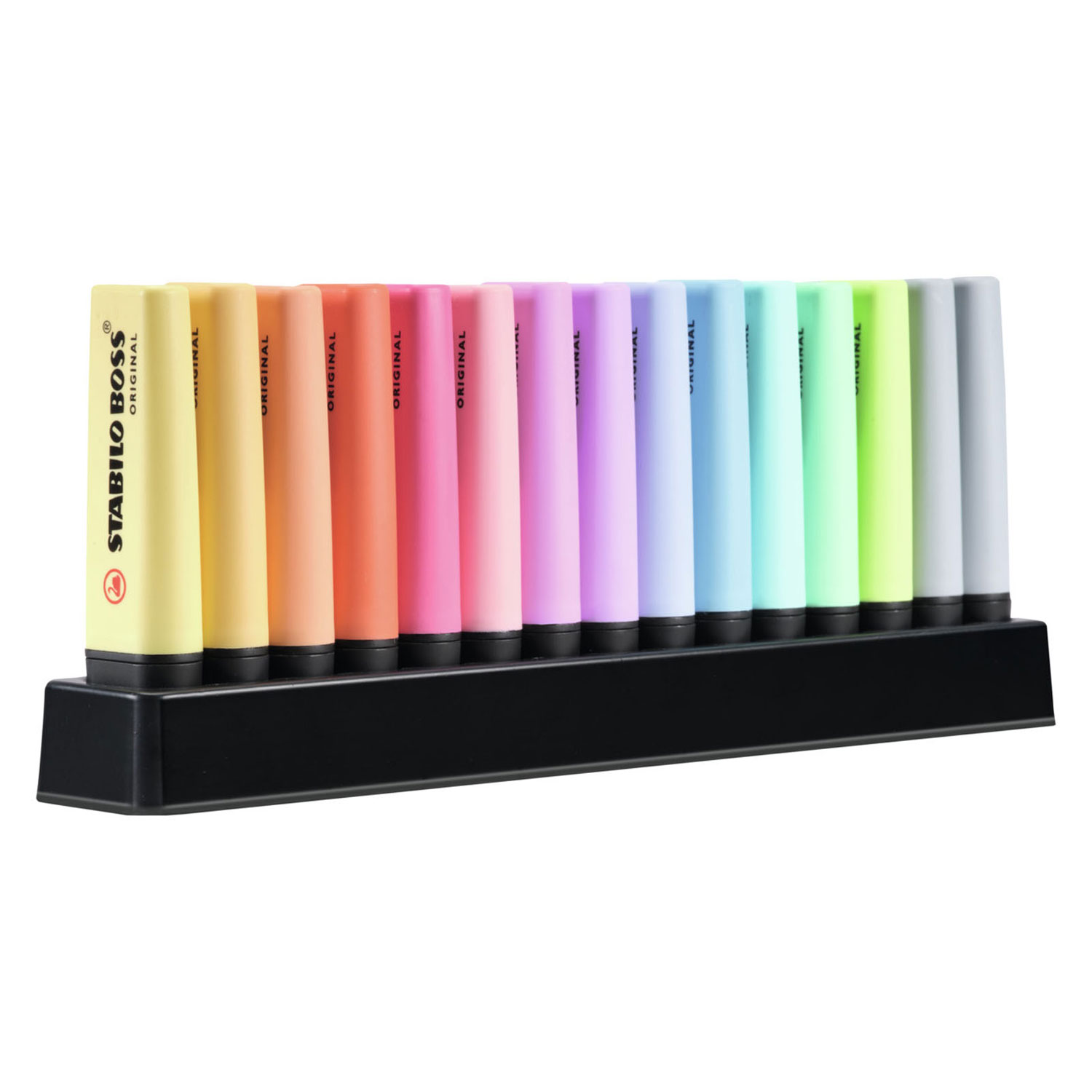 STABILO BOSS ORIGINAL Pastell – Textmarker – 15-teiliges Schreibtischset