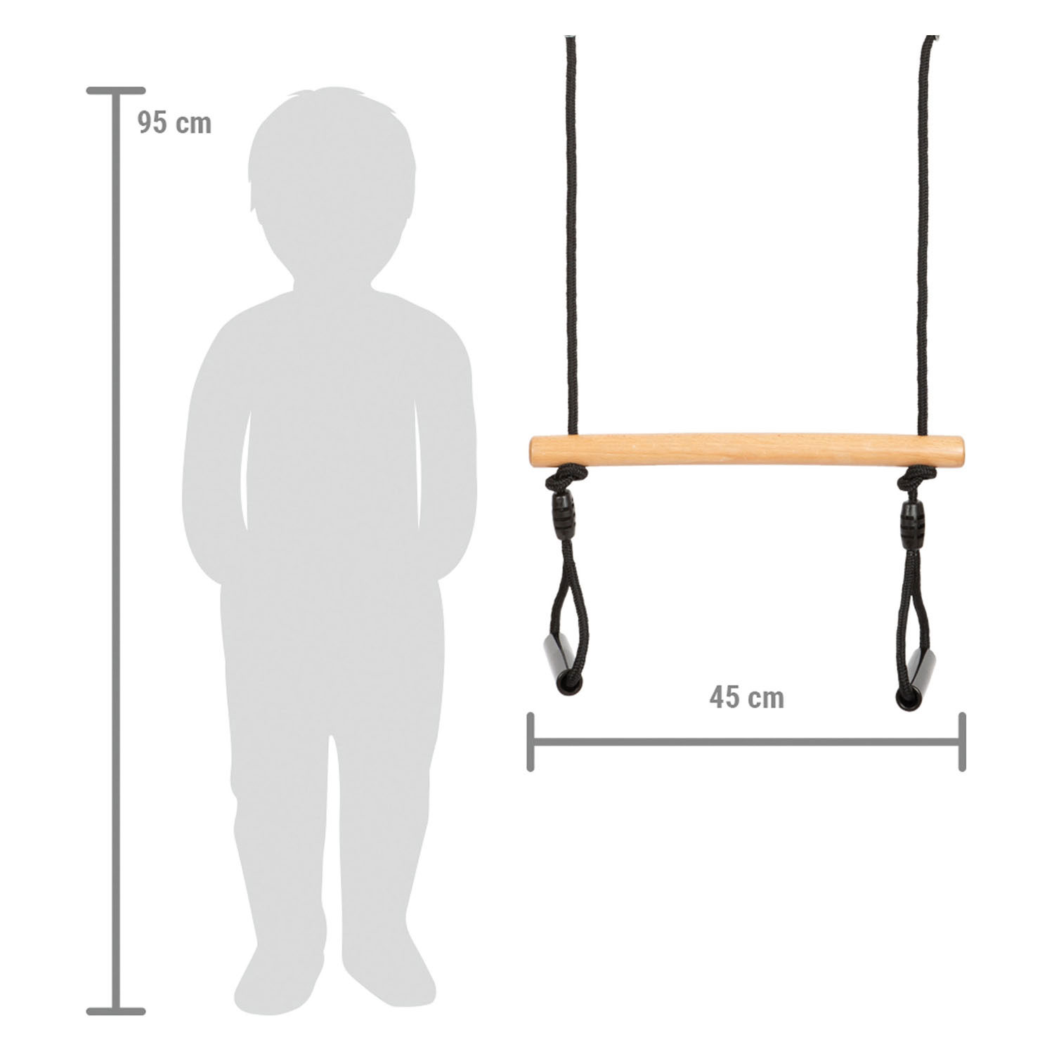 Small Foot - Houten Trapezeschommel met Gymnastiekringen Black Line