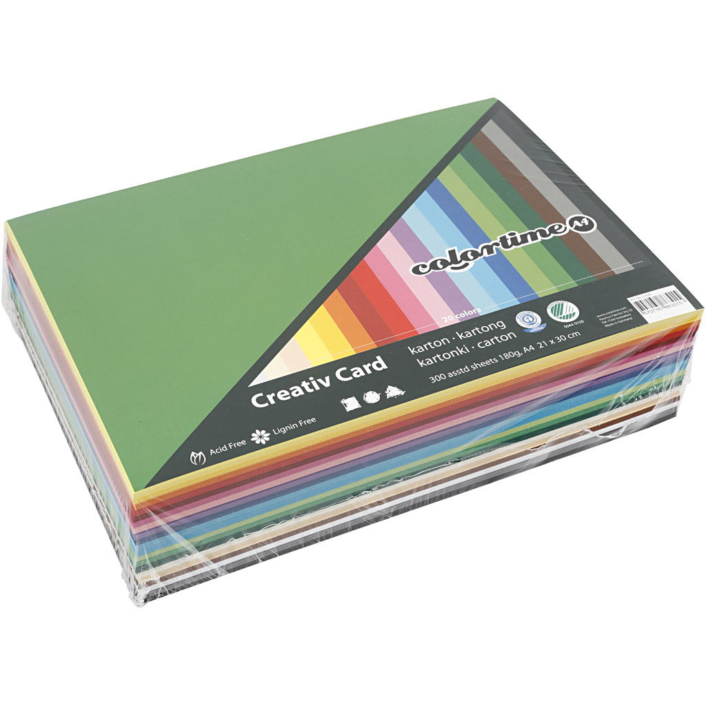 Gekleurd Karton Kleur A4, 180gr, 300 Vellen