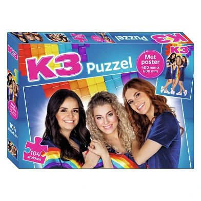 K3 Puzzle mit Poster, 104 Teile.