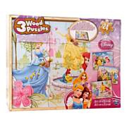 Disney Prinses Holzpuzzle, 24 Teile. 3er-Set