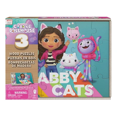 Gabby's Dollhouse – 3er-Pack: Holzpuzzle