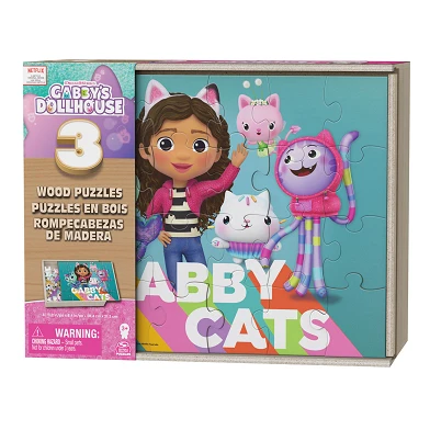 Gabby's Dollhouse – 3er-Pack: Holzpuzzle
