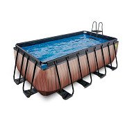 EXIT Wood zwembad 400x200x122cm met filterpomp - bruin