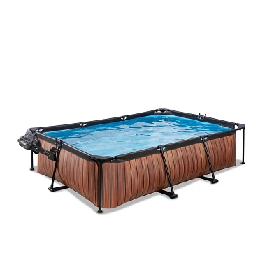 EXIT Wood zwembad 300x200x65cm met filterpomp en overkapping