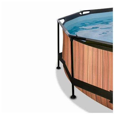 EXIT Wood zwembad ø244x76cm met filterpomp en schaduwdoek -