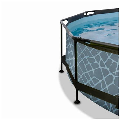 EXIT Stone zwembad ø360x76cm met filterpomp en schaduwdoek 