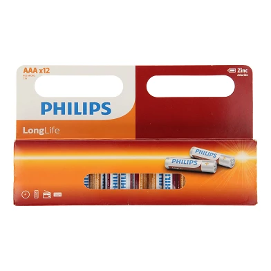 Philips Batterie Longue Durée Zinc AAA/R03, 12 pcs.