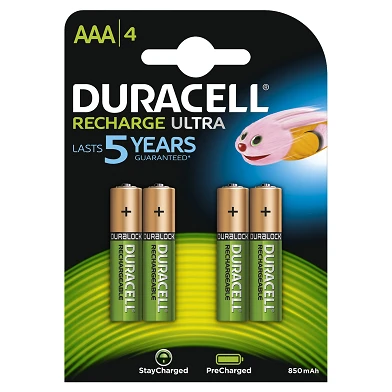 Piles rechargeables Duracell rechargeables NimH Stay Charged AAA/HR03 900mAh, 4 pcs.