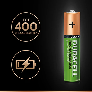 Wiederaufladbare Batterien Duracell Wiederaufladbare NimH Stay Charged AAA/HR03 900 mAh, 4 Stk.