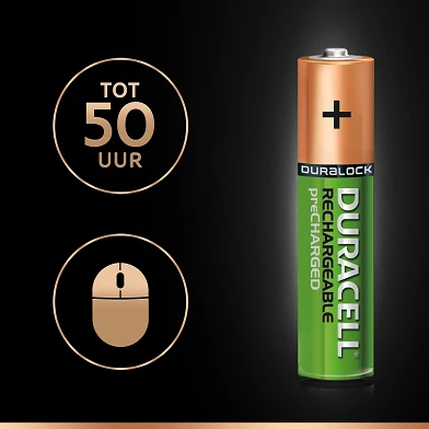 Piles rechargeables Duracell rechargeables NimH Stay Charged AAA/HR03 900mAh, 4 pcs.