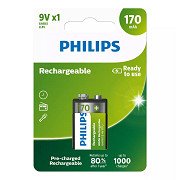 Oplaadbare Batterij Philips Rechargeable NimH 9V/HR22 170mah